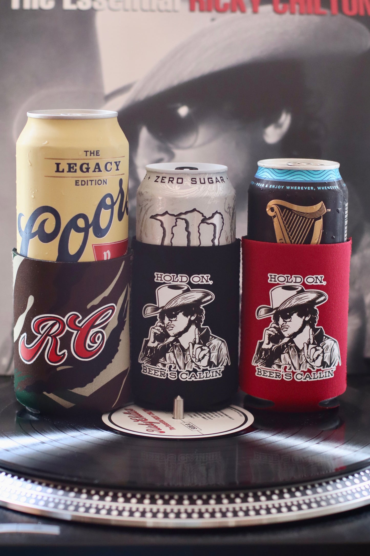 HOLD ON, BEER'S CALLIN' KOOZIE [+ STICKER]